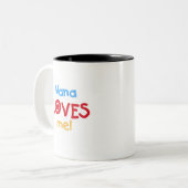 Nana Loves Me T-shirts en geschenken Tweekleurige Koffiemok (Voorkant links)