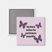 Nana maakt de wereld mooi, grootmoeder Butterfly Magneet (Voorkant / Achterkant)