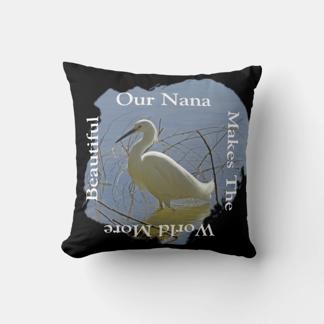 Nana Maakt De Wereld Schoon Witte Reiger  Kussen (Voorkant)