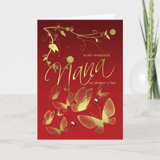 Nana Moederdag Kaart bloemen en vlinders (Voorkant)