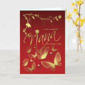 Nana Moederdag Kaart bloemen en vlinders (Gele Bloem)