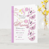 Nana Moederdag Kaart met bloemen en vlinders (Gele Bloem)