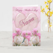 Nana Moederdag Kaart met roze rozen (Gele Bloem)