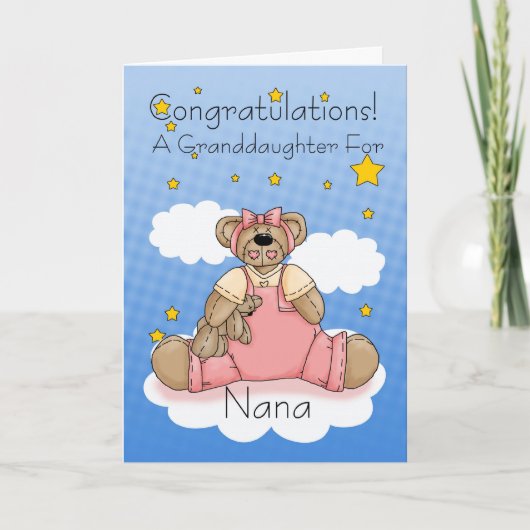 Nana nieuwe baby meisje gefeliciteerd kaart (Voorkant)