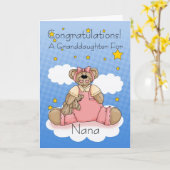 Nana nieuwe baby meisje gefeliciteerd kaart (Gele Bloem)