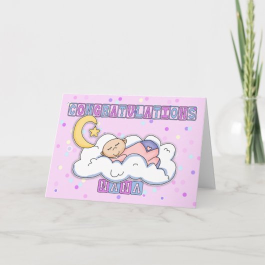 Nana nieuwe baby meisje gefeliciteerd kaart (Voorkant)