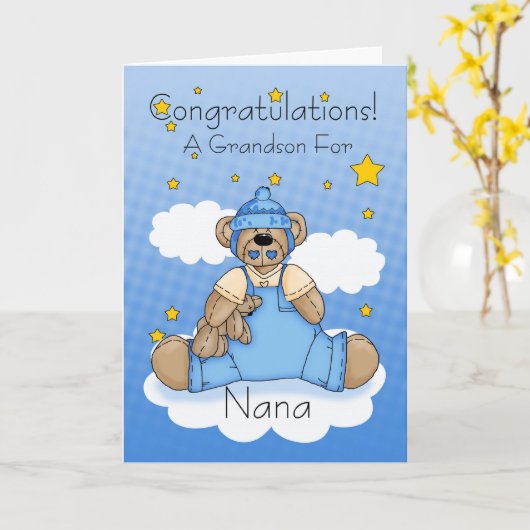Nana nieuwe baby meisje gefeliciteerd kaart (Gele Bloem)