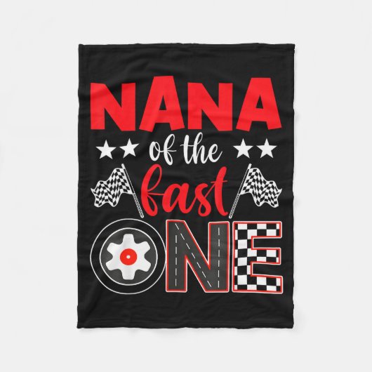 Nana Of The Fast One Birthday 1st Race Car Family  Fleece Deken (Voorkant)