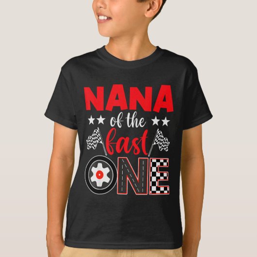 Nana Of The Fast One Birthday 1st Race Car Family  T-shirt (Voorkant)