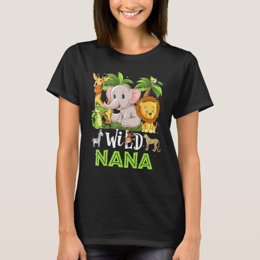 Nana of the Wild Zoo Birthday Safari Oerwoud Anima T-shirt (Voorkant)