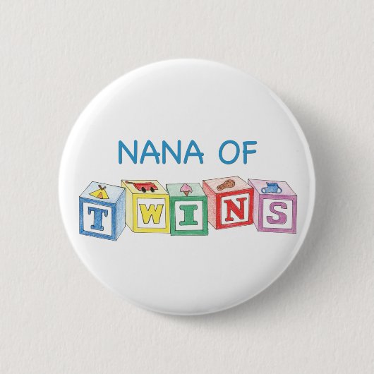 Nana of Twins Blocks Ronde Button 5,7 Cm (Voorkant)