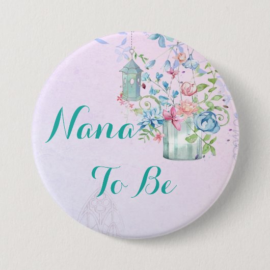 Nana om de Button van het Baby shower van Floral C (Voorkant)
