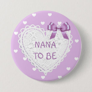 Nana om paarse harten Baby shower Button te zijn
