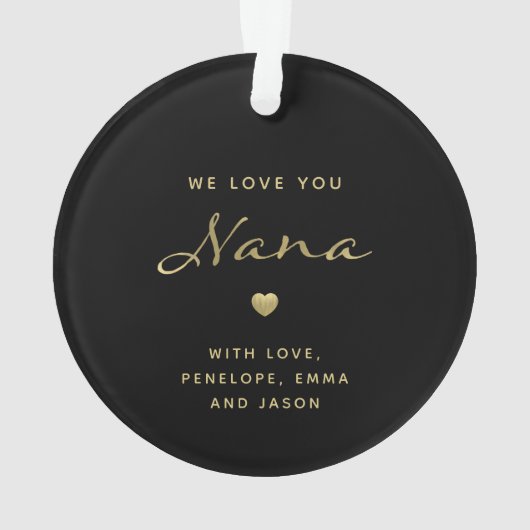 Nana opgericht | Foto Hart Zwart en Goud Ornament (achterkant)