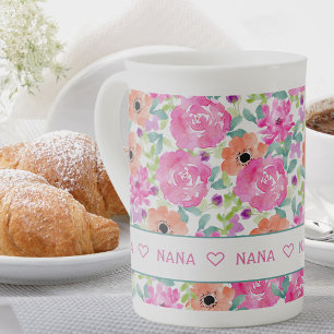 Nana over  Floral Pattern Porselein Kop