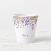 Nana Paarse Wisteria Waterverf Floral Latte Mok (Voorkant)