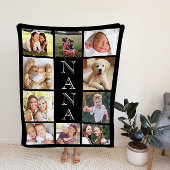 Nana Photo Collage Personalized Black Fleece Deken