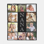 Nana Photo Collage Personalized Black Fleece Deken (Voorkant)
