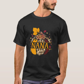 Nana Pumpkin Leopard Sunflower Halloween T-shirt