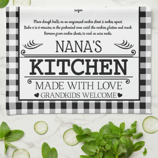 Nana Recept Zwart Wit Boerderij Buffalo Plaid Theedoek (Gevouwen)