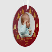 Nana Red en Gold Kerstbomen Foto Ornament (voorkant)