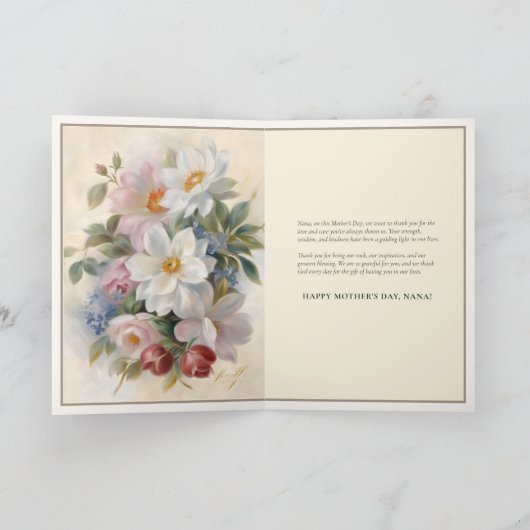 Nana Religious Moederdag Floral Kaart (Binnen)