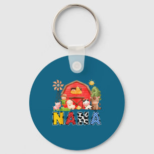 Nana Rode Boerderij Koe Verjaardag Jongen Matching Sleutelhanger