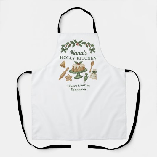 Nana’s Holly Kitchen — Cookies Holiday Schort (Voorkant)