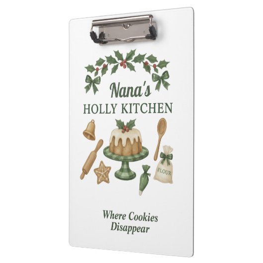Nana’s Holly Kitchen — Personalized Holiday Clipbo Klembord (Links)
