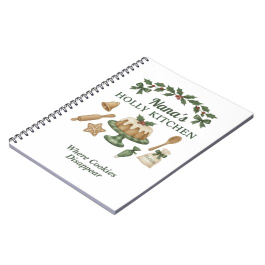 Nana’s Holly Kitchen — Personalized Holiday Recipe Notitieboek (Linkerzijde)