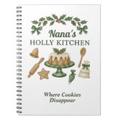 Nana’s Holly Kitchen — Personalized Holiday Recipe Notitieboek (Voorkant)