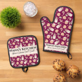 Nana’s Kitchen , Funny Grandmother  Ovenwant & Pannenlap Set (Top down)