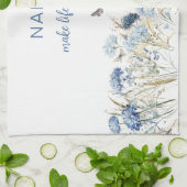 Nana’s Moederdag Stoffige Blauwe Wildbloemen Theedoek (Gevouwen)