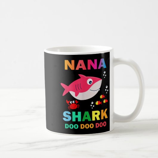 Nana Shark Shirt, Vaderdag cadeau van vrouw zoon D Koffiemok (Rechts)