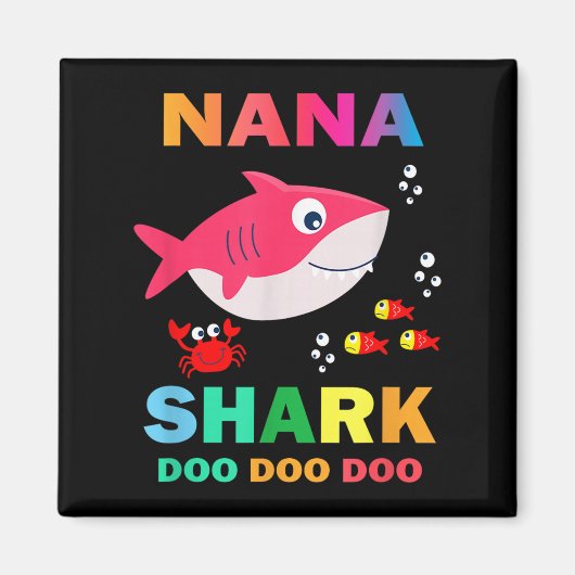 Nana Shark Shirt, Vaderdag cadeau van vrouw zoon D Magneet (Voorkant)