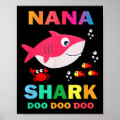 Nana Shark Shirt, Vaderdag cadeau van vrouw zoon D Poster (Voorkant)
