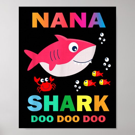 Nana Shark Shirt, Vaderdag cadeau van vrouw zoon D Poster (Voorkant)