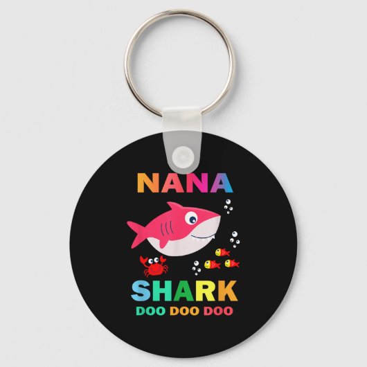 Nana Shark Shirt, Vaderdag cadeau van vrouw zoon D Sleutelhanger (Voorkant)