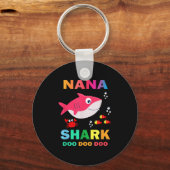 Nana Shark Shirt, Vaderdag cadeau van vrouw zoon D Sleutelhanger (Voorkant)