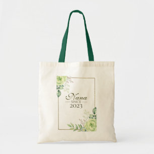 Nana sinds gepersonaliseerd jaar bloemrijk handges tote bag