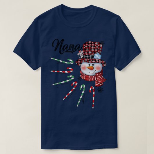 Nana Snowman Candy Cane Red Pset HatKerstmis Gif T-shirt (Design voorkant)