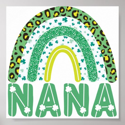 Nana St Patricks Day Irish Grandmoeder Rainbow Poster (Voorkant)