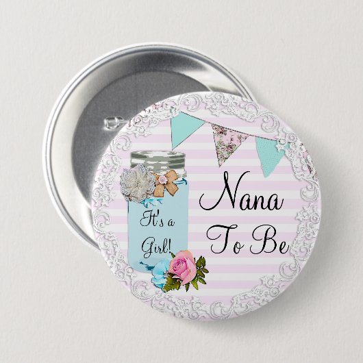 Nana te worden Blue Mason Jar Rustieke Button (Voorkant /achterkant)