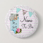 Nana te worden Blue Mason Jar Rustieke Button (Voorkant)