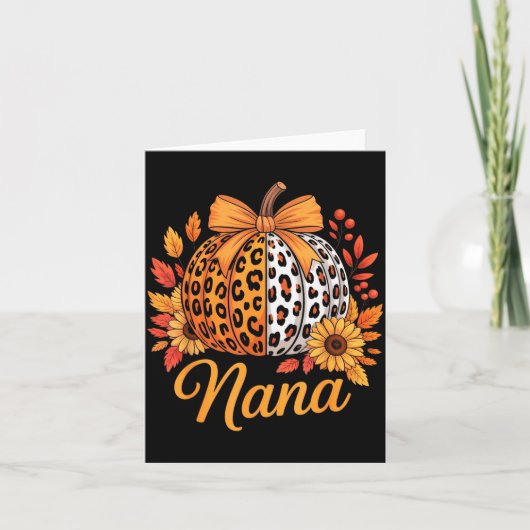 Nana Thanksgiving Leopard Pumpkin Sunflower Coquet Kaart (Voorkant)