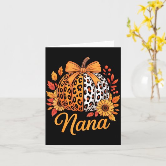 Nana Thanksgiving Leopard Pumpkin Sunflower Coquet Kaart (Gele Bloem)
