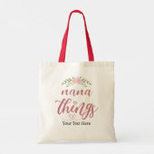 Nana Things Custom Floral Gift van kleinkinderen Tote Bag (Achterkant)