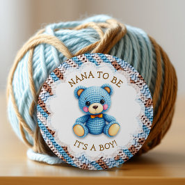 Nana To Be | Crochet Teddy Bear Baby Shower  Ronde Button 5,7 Cm