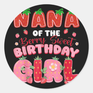 Nana van de Berry Sweet Verjaardag Meisje Aardbei Ronde Sticker