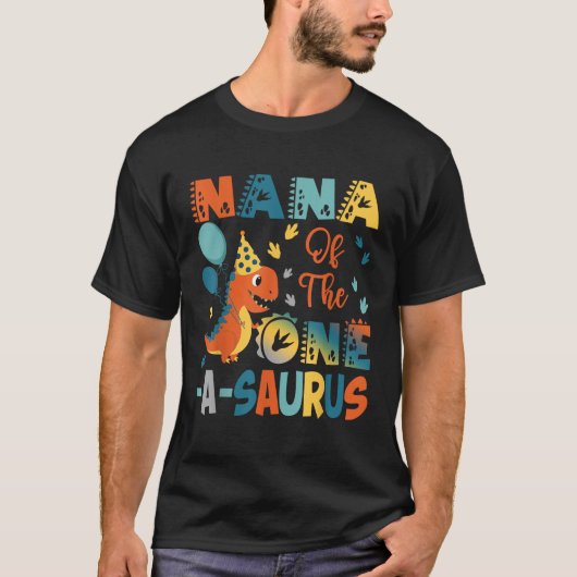Nana van de One A Saurus 2e verjaardag dinosaurus T-shirt (Voorkant)